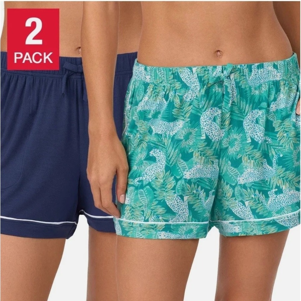 Room Service Women's Lounge Short, 2-pack, Navy Green Tropical, Size: XL, NWOT
